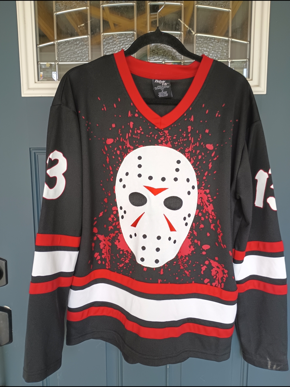 Friday The 13th Voorhees Jersey with Mask Graphic Sz M Jason Halloween Spooky